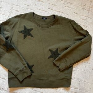 Rails Olive Star Appliqué Crewneck Sweater